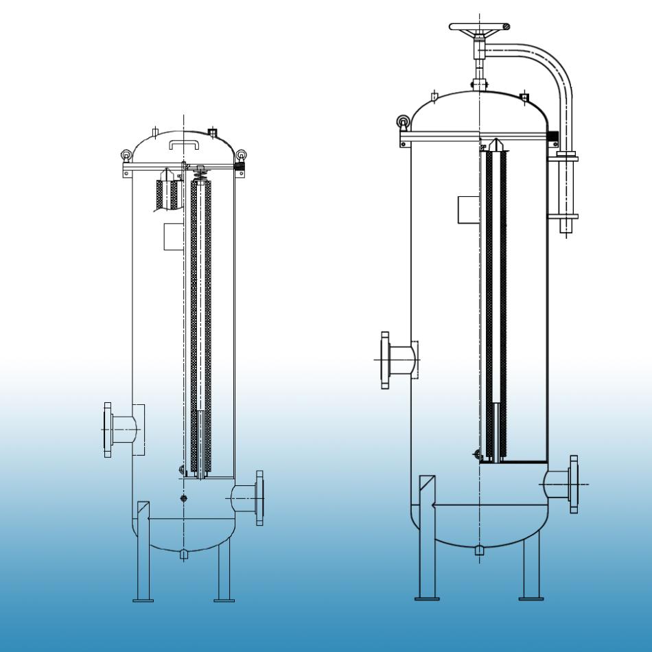 E-SBCV Series Multi-Cartridge Liguid Filter Housings w/Swing Bolt Closure.Economical design